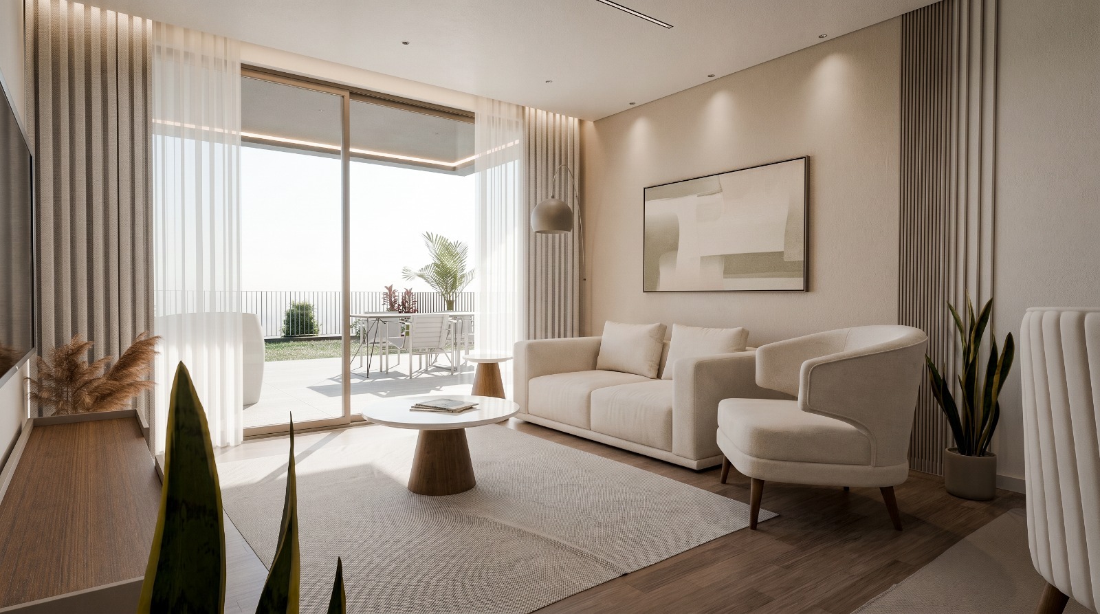 Sala com acesso direto ao terraço e vistas desafogadas